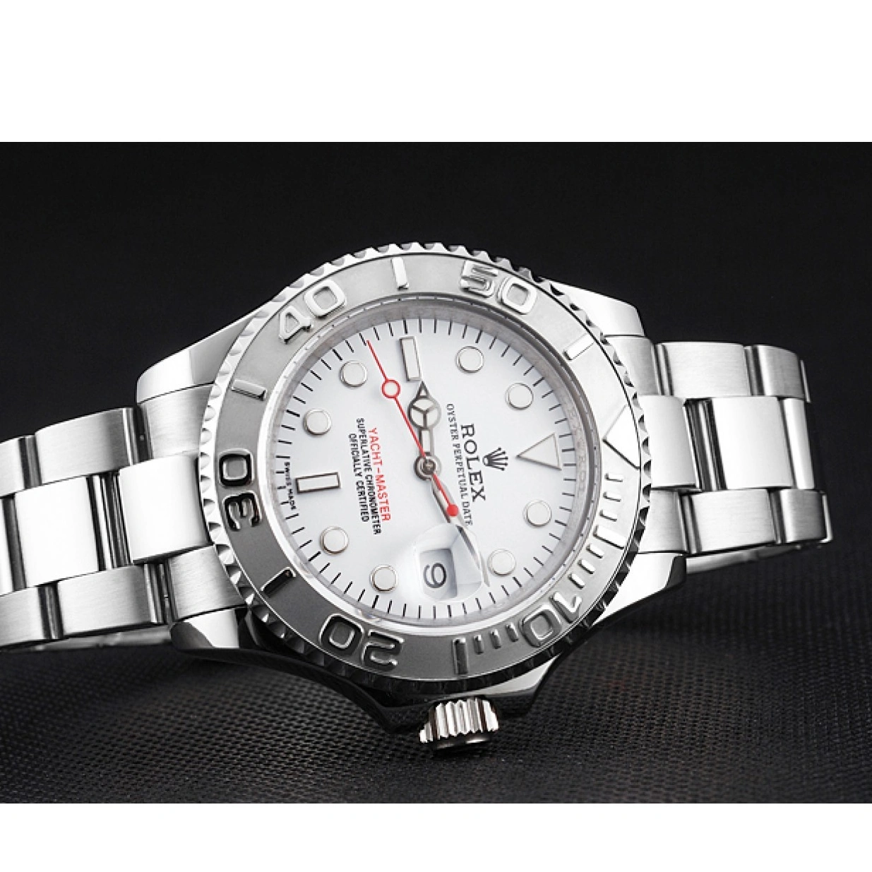 RepTime Watches 0219 Swiss Rolex Yacht-Master White Dial Staniless Steel Case And Bracelet