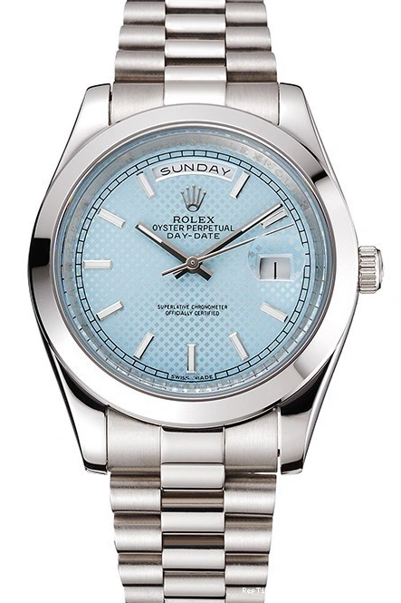 RepTime Watches 0221 Rolex Day Date 40 Ice Blue Dial Stainless Steel Case And Bracelet