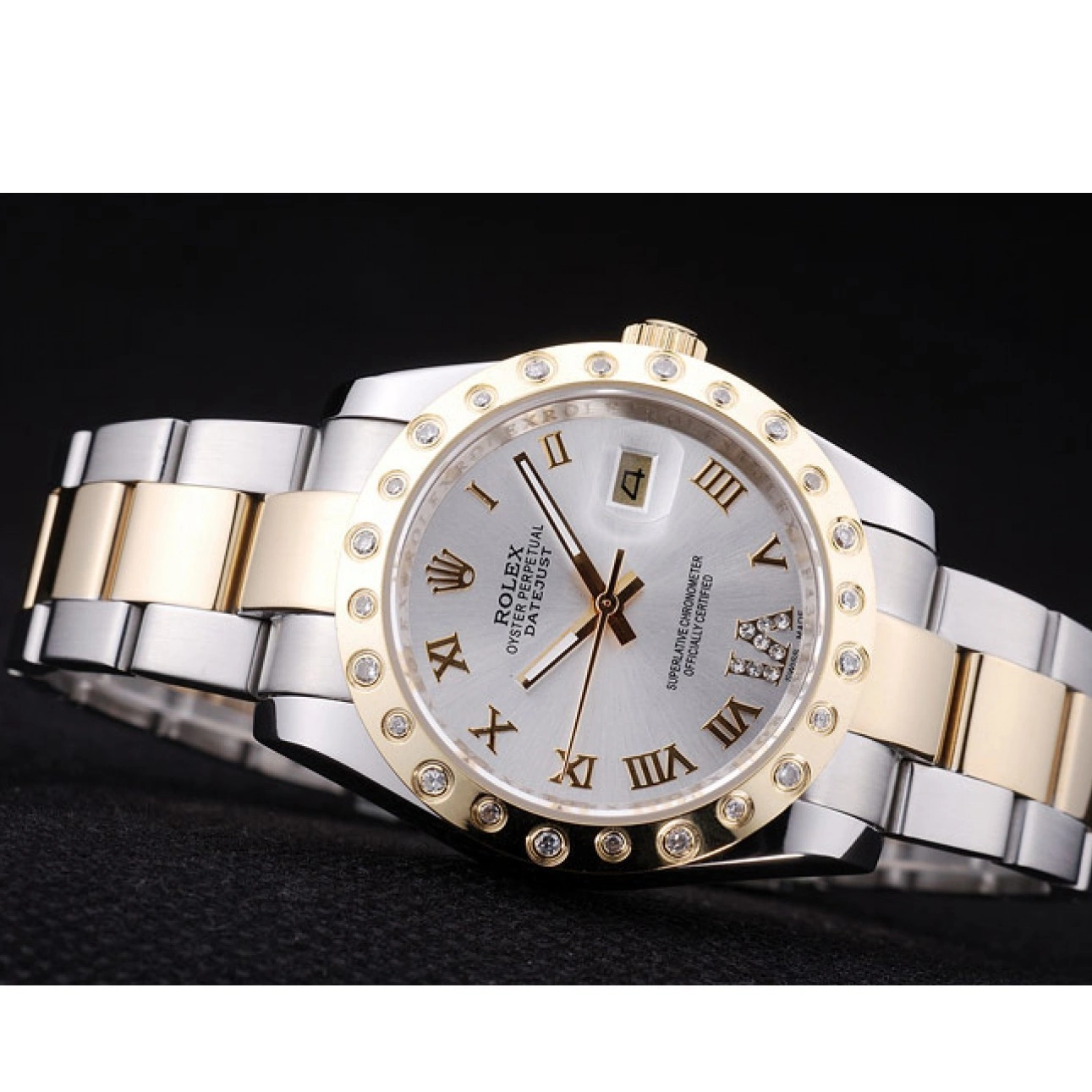 RepTime Watches 0212 Rolex Datejust Diamond Bezel White Dial 7464