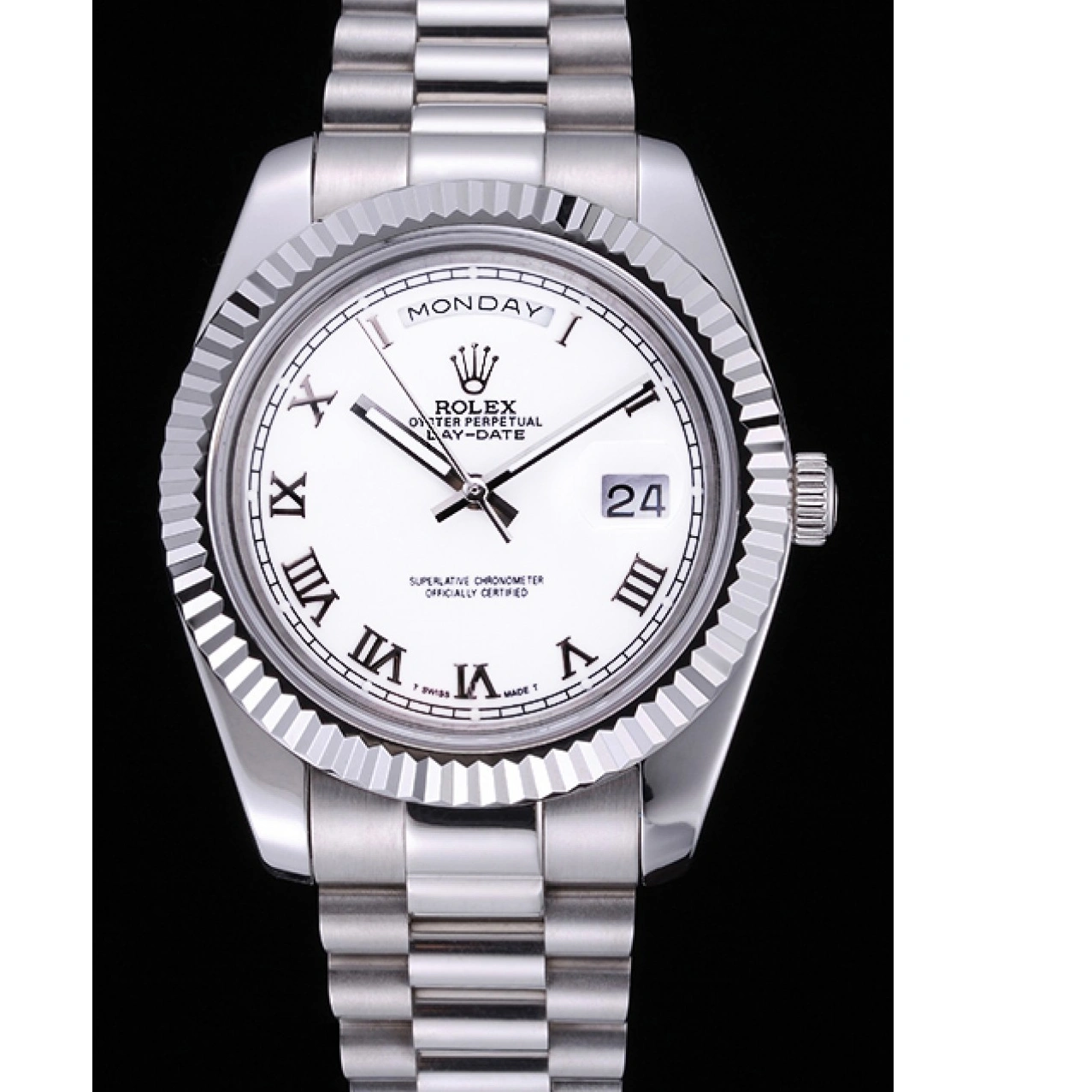 RepTime Watches 0217 Rolex Day-Date White Dial Stainless Steel Bracelet 622547