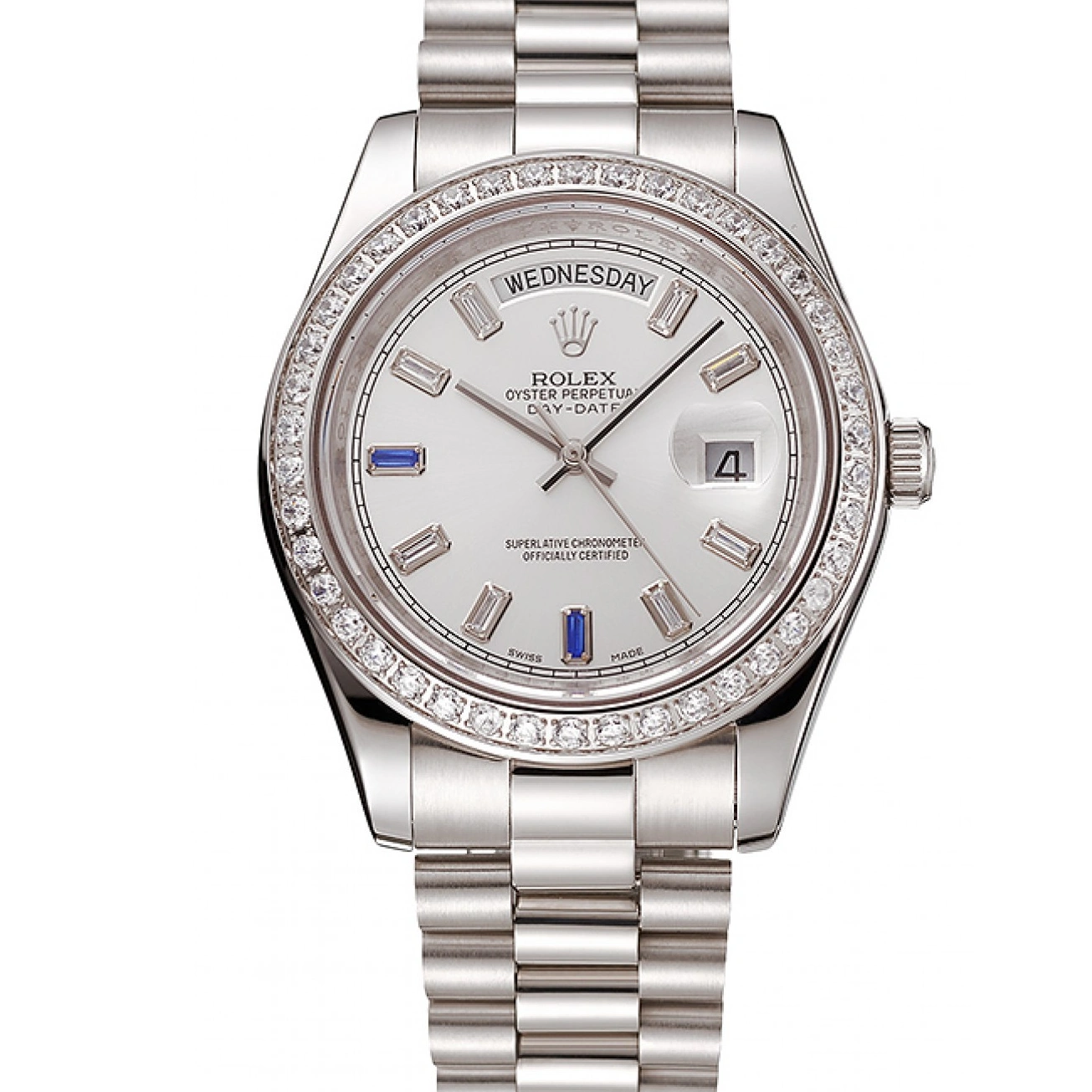 RepTime Watches 0227 Swiss Rolex Day-Date Diamonds Bezel Staineless Steel Bracelet 1454109