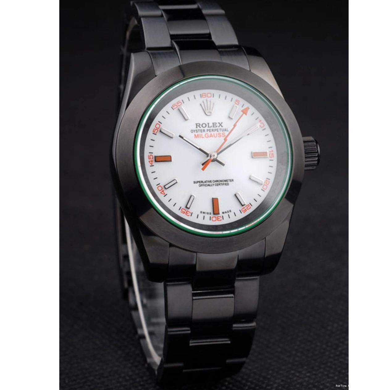 RepTime Watches 0213 Rolex Milgauss Pro-Hunter Tinted Green Saphire White Dial