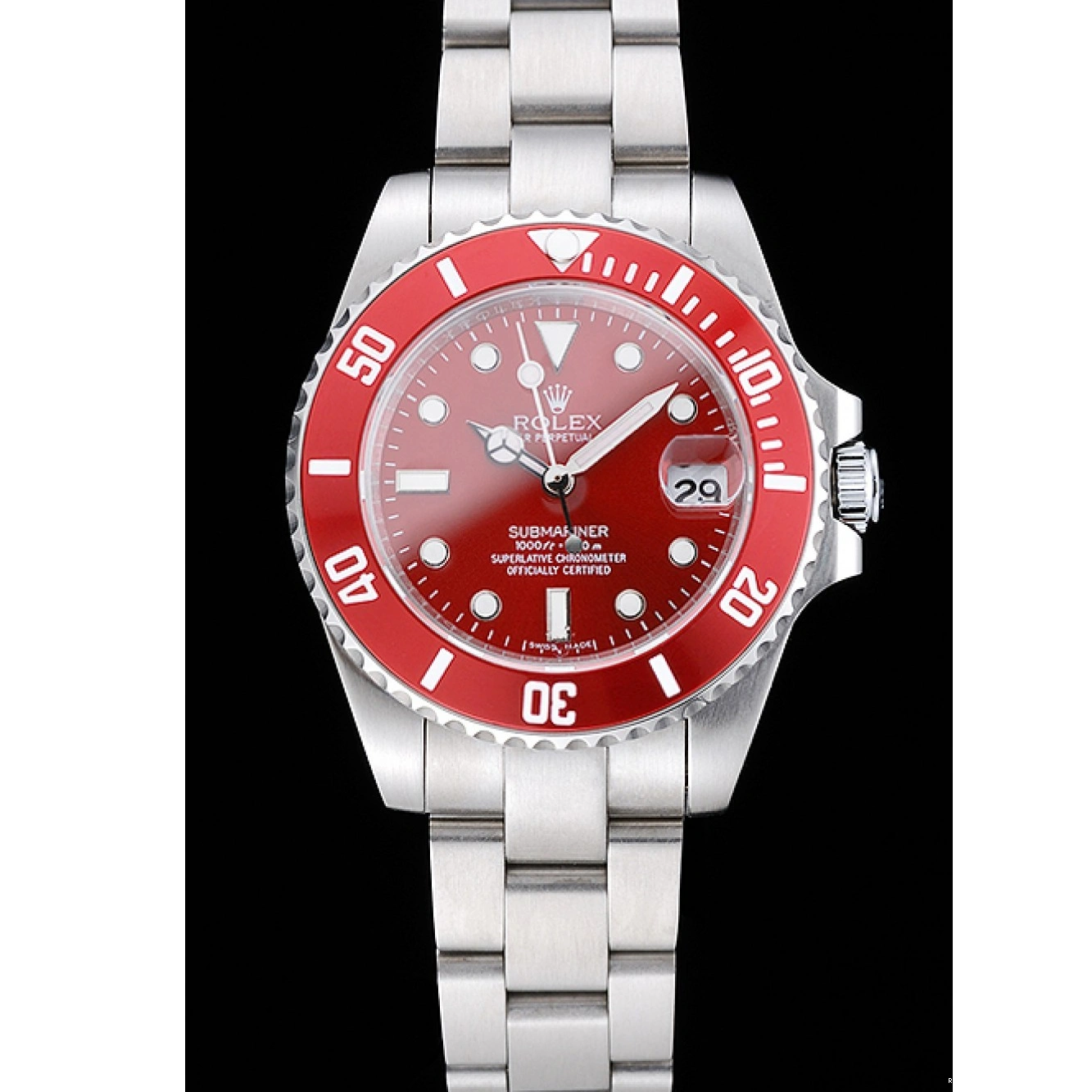 RepTime Watches 0224 Rolex Submariner Red Dial Stainless Steel Bracelet 1454154