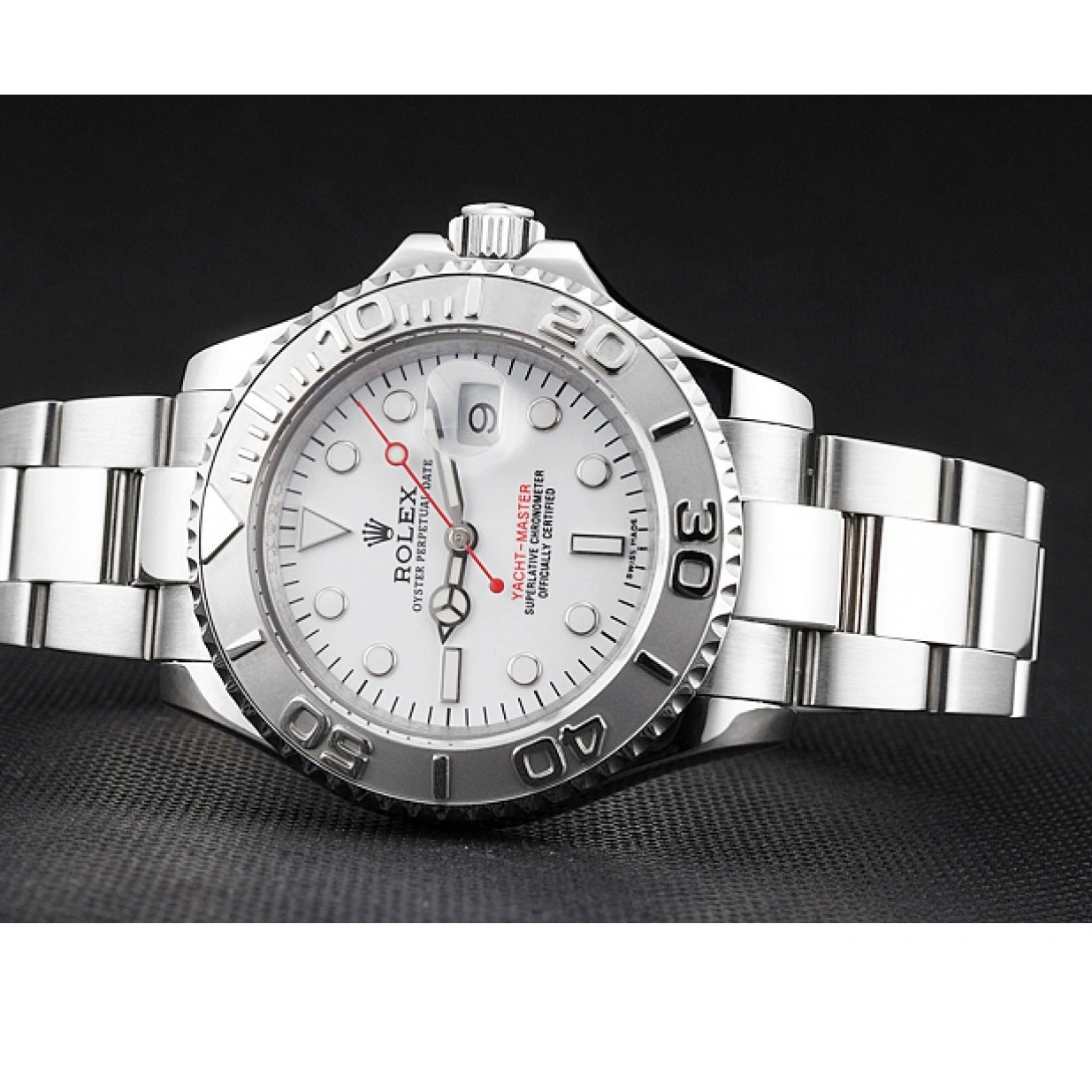 RepTime Watches 0219 Swiss Rolex Yacht-Master White Dial Staniless Steel Case And Bracelet