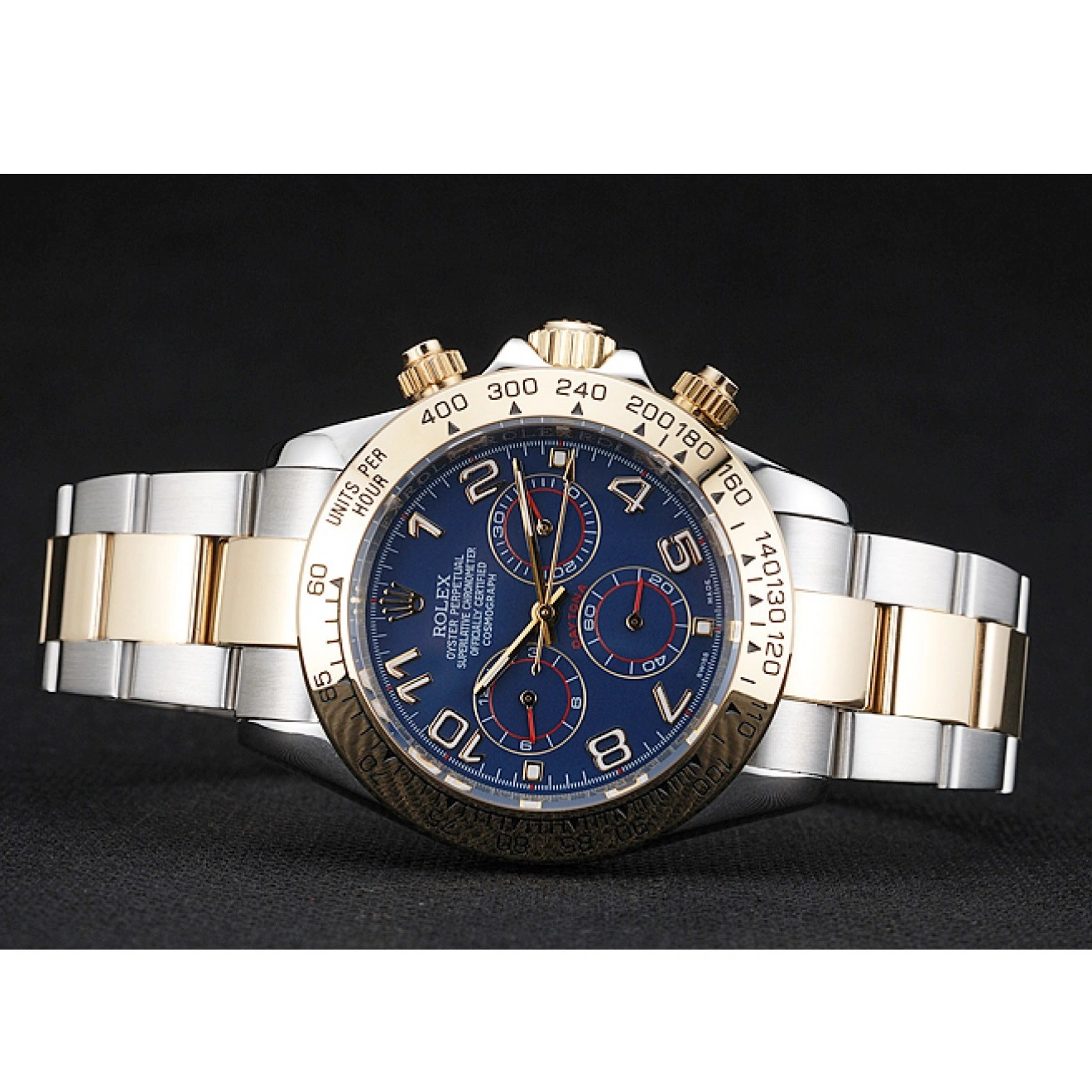 RepTime Watches 0215 Rolex Cosmograph Daytona Blue Dial Two Tone Stainless Steel Bracelet 1454246