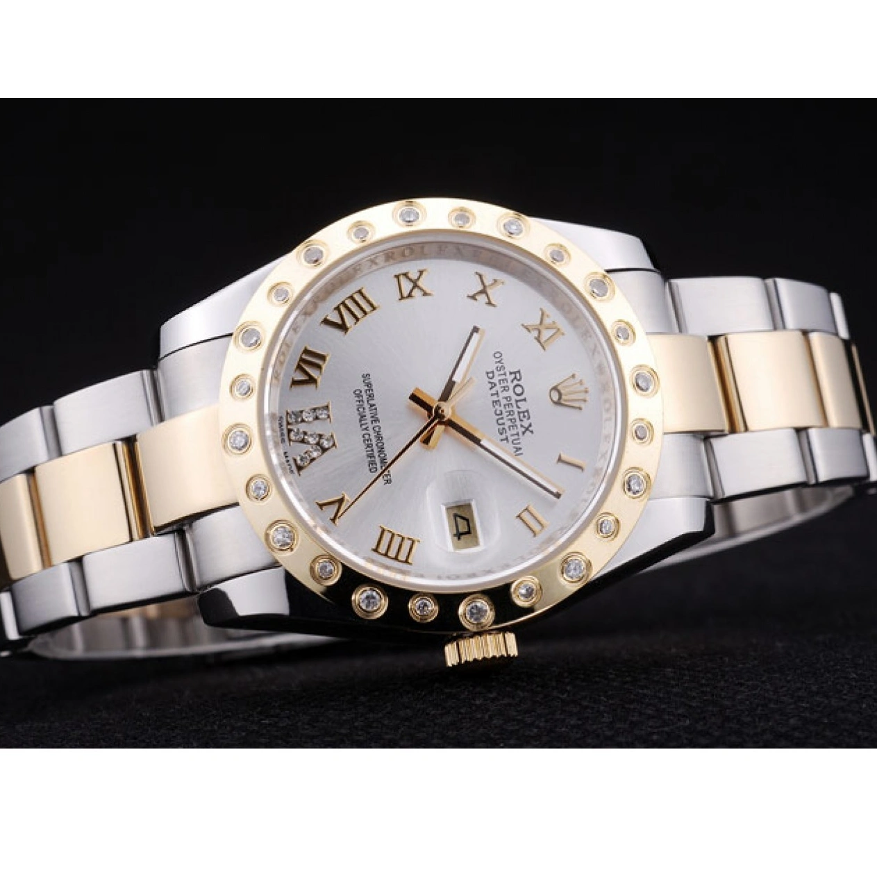 RepTime Watches 0212 Rolex Datejust Diamond Bezel White Dial 7464