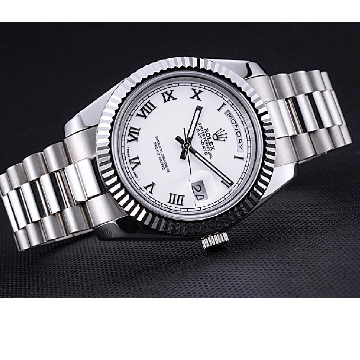 RepTime Watches 0217 Rolex Day-Date White Dial Stainless Steel Bracelet 622547