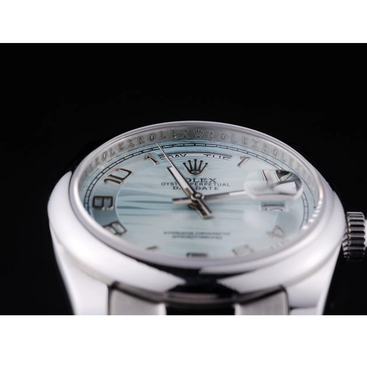 RepTime Watches 0211 Rolex DayDate Polished Silver Bezel White Dial 7470