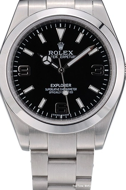 RepTime Watches 0221 Rolex Explorer Stainless Steel Bezel Black Dial 41984