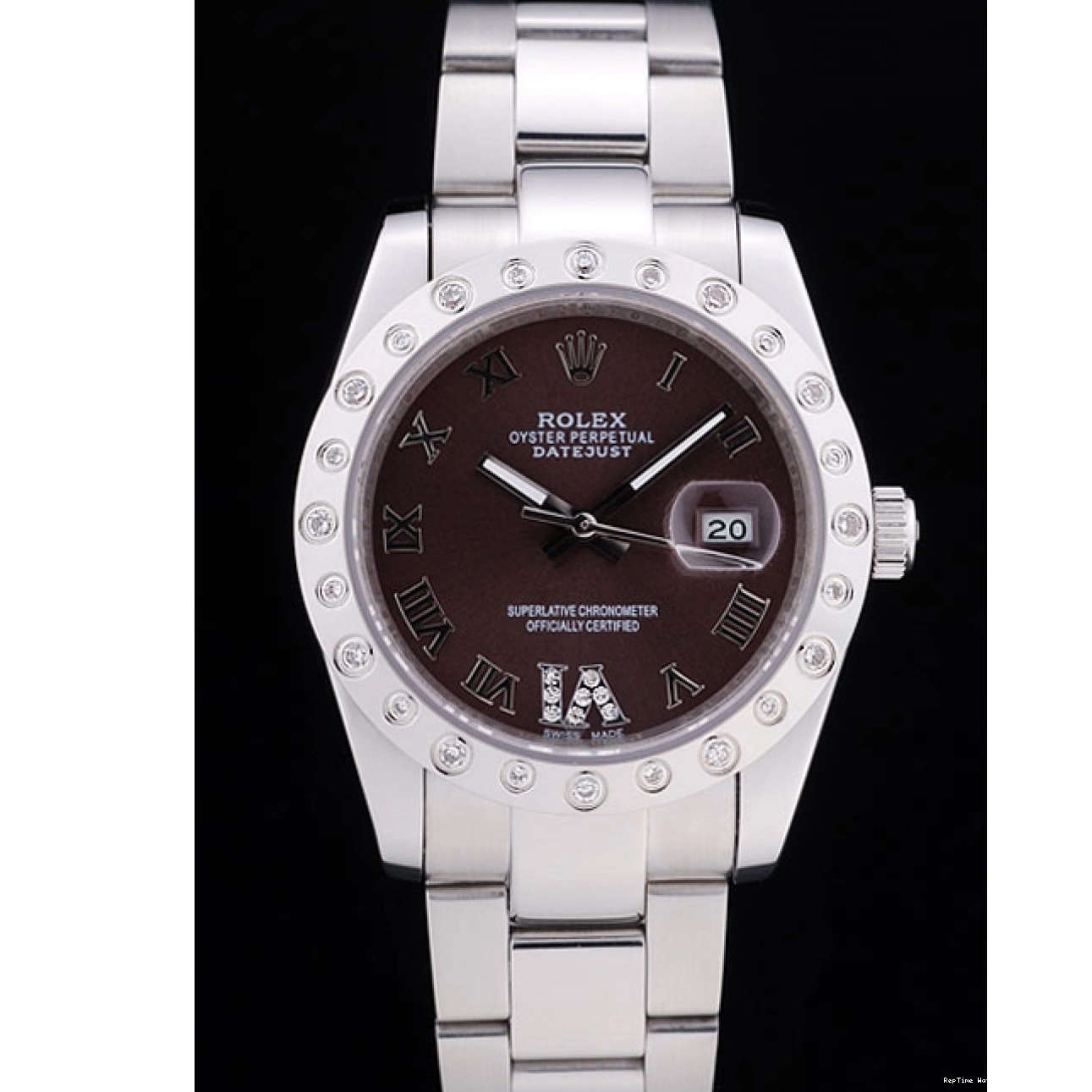 RepTime Watches 0212 Rolex Datejust Diamond Bezel Brown Dial 7466