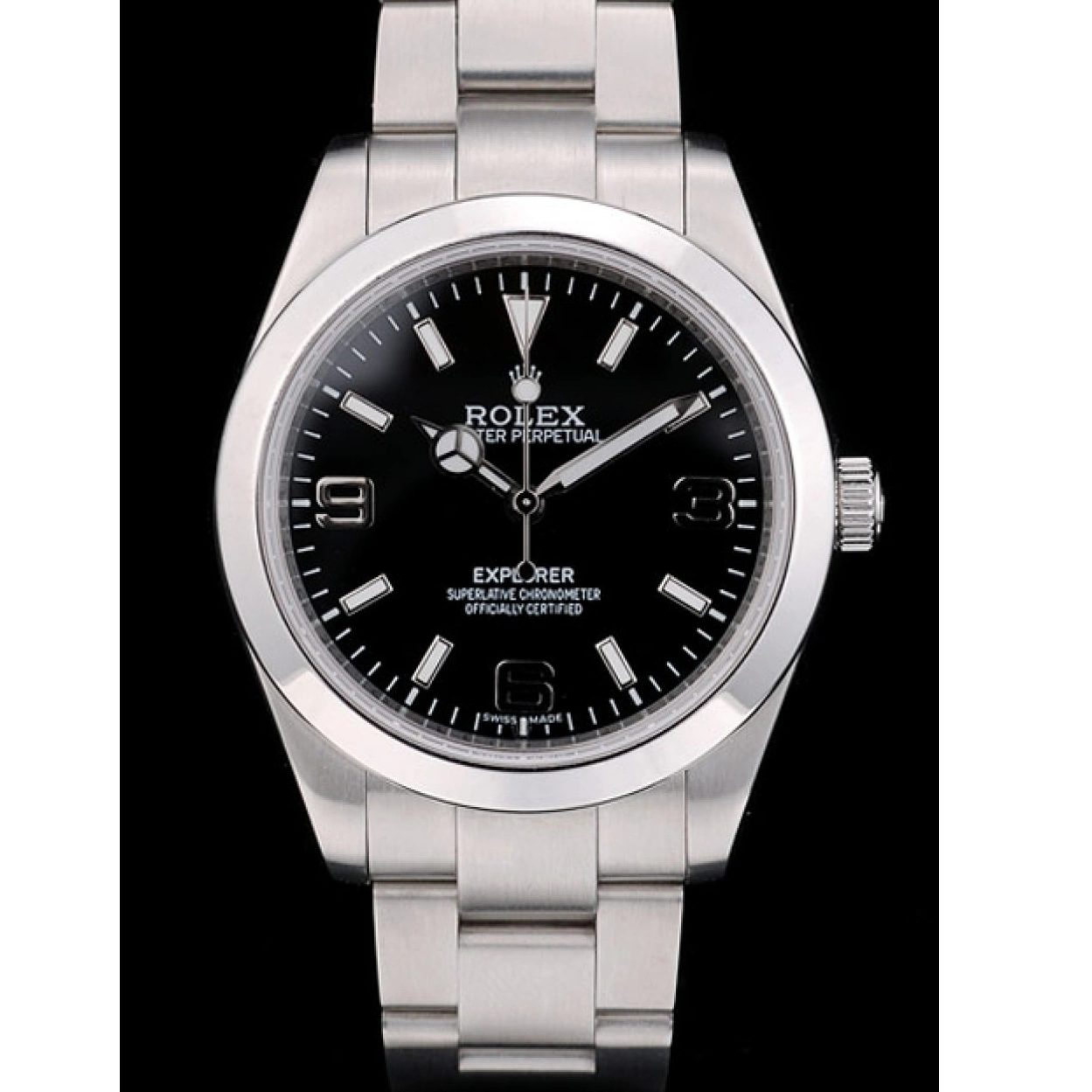 RepTime Watches 0221 Rolex Explorer Stainless Steel Bezel Black Dial 41984