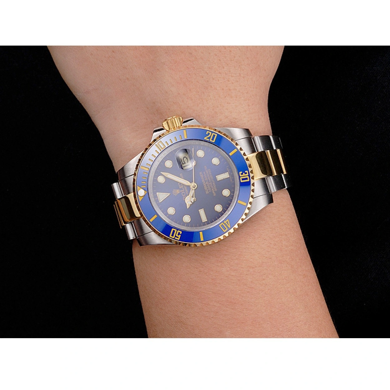 RepTime Watches 0226 Swiss Rolex Submariner Blue Dial And Bezel Two Tone Steel Gold Bracelet