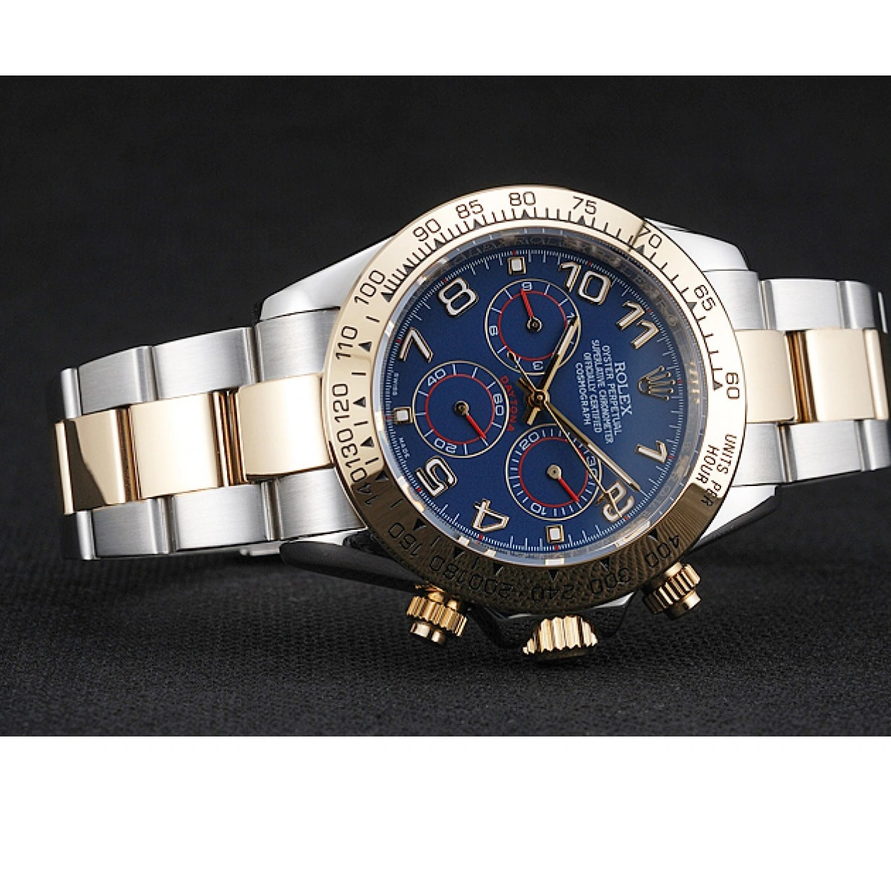 RepTime Watches 0209 Rolex Cosmograph Daytona Blue Dial Two Tone Stainless Steel Bracelet 1454246