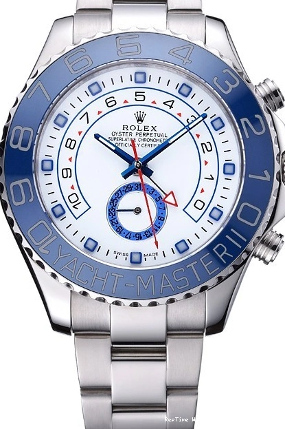 RepTime Watches 0220 Rolex Yacht Master II White Dial Blue Bezel Stainless Steel Bracelet 622269