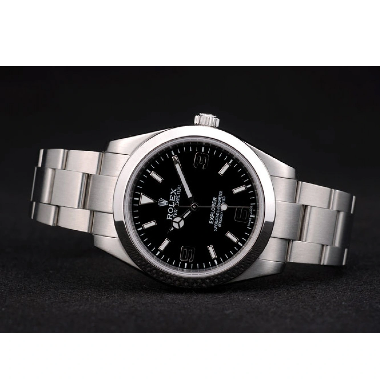 RepTime Watches 0227 Rolex Explorer Stainless Steel Bezel Black Dial 41984