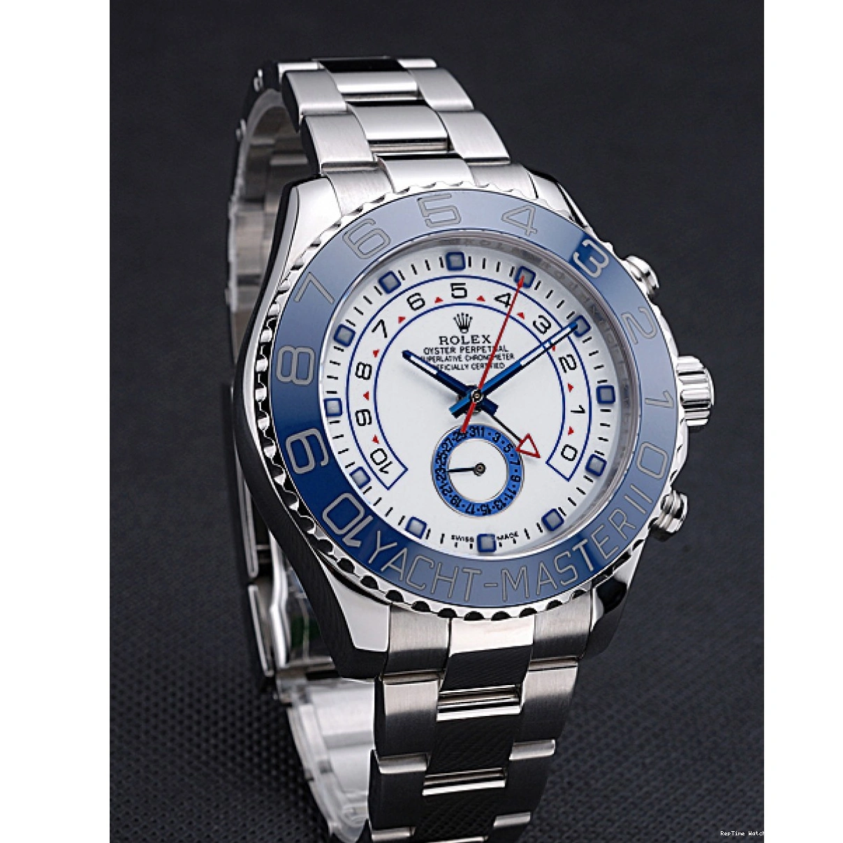 RepTime Watches 0220 Rolex Yacht Master II White Dial Blue Bezel Stainless Steel Bracelet 622269