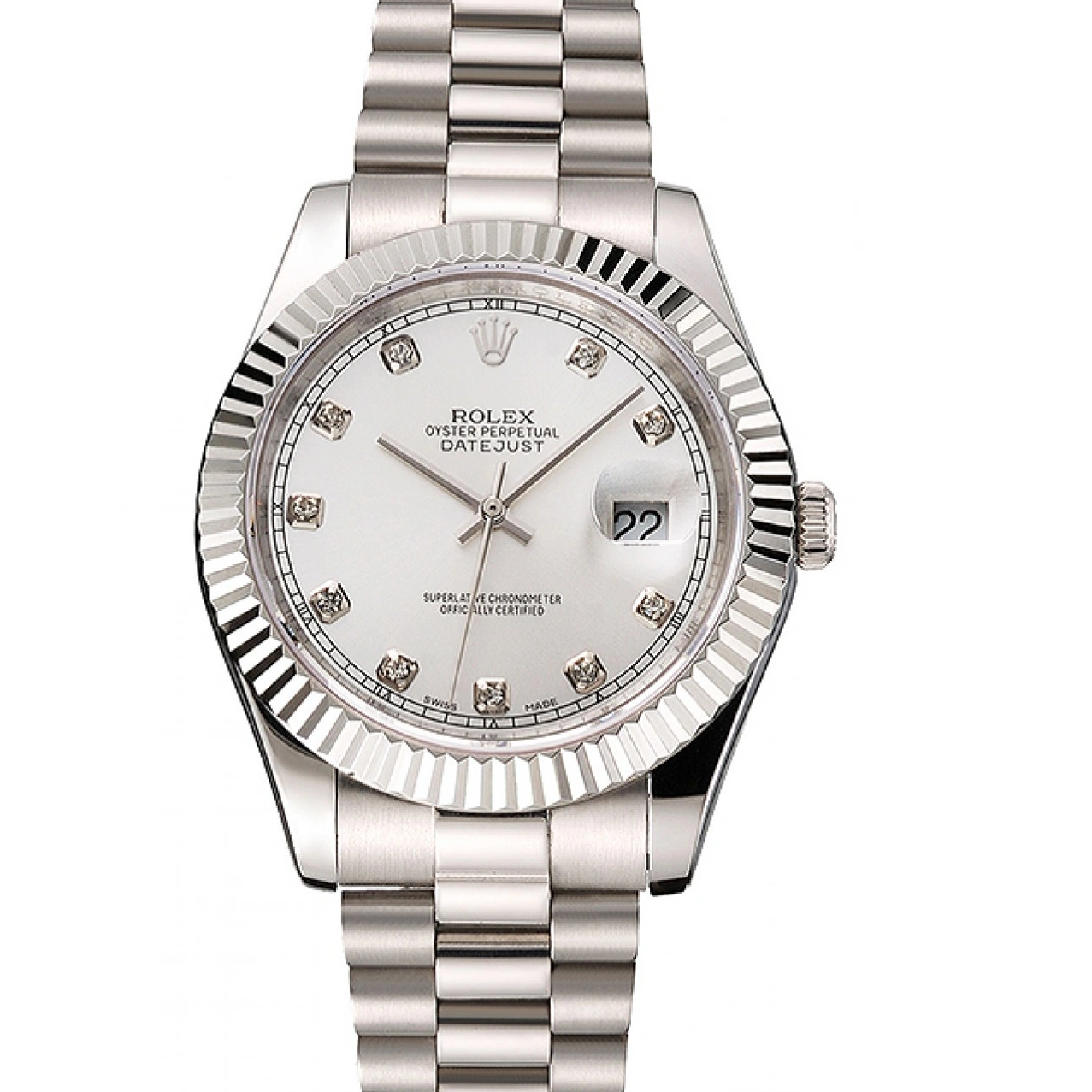 RepTime Watches 0221 Swiss Rolex Datejust Silver Dial Stainless Steel Case And Bracelet