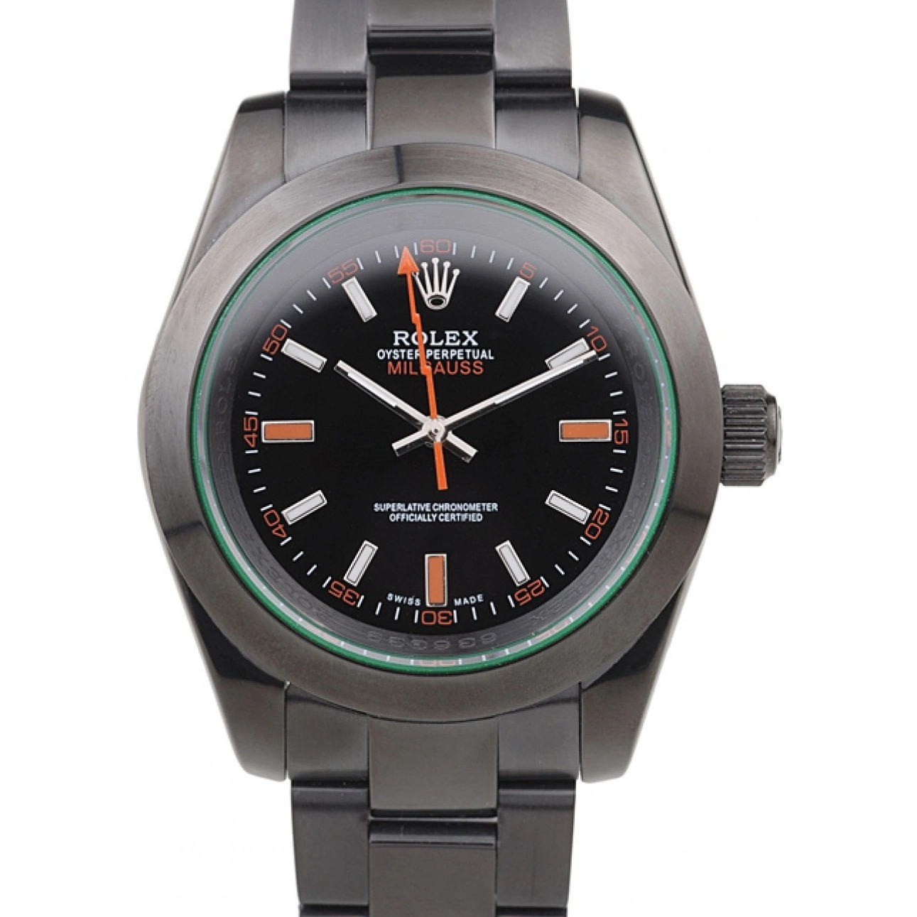 RepTime Watches 0219 Rolex Milgauss Pro-Hunter Tinted Green Saphire Black Dial