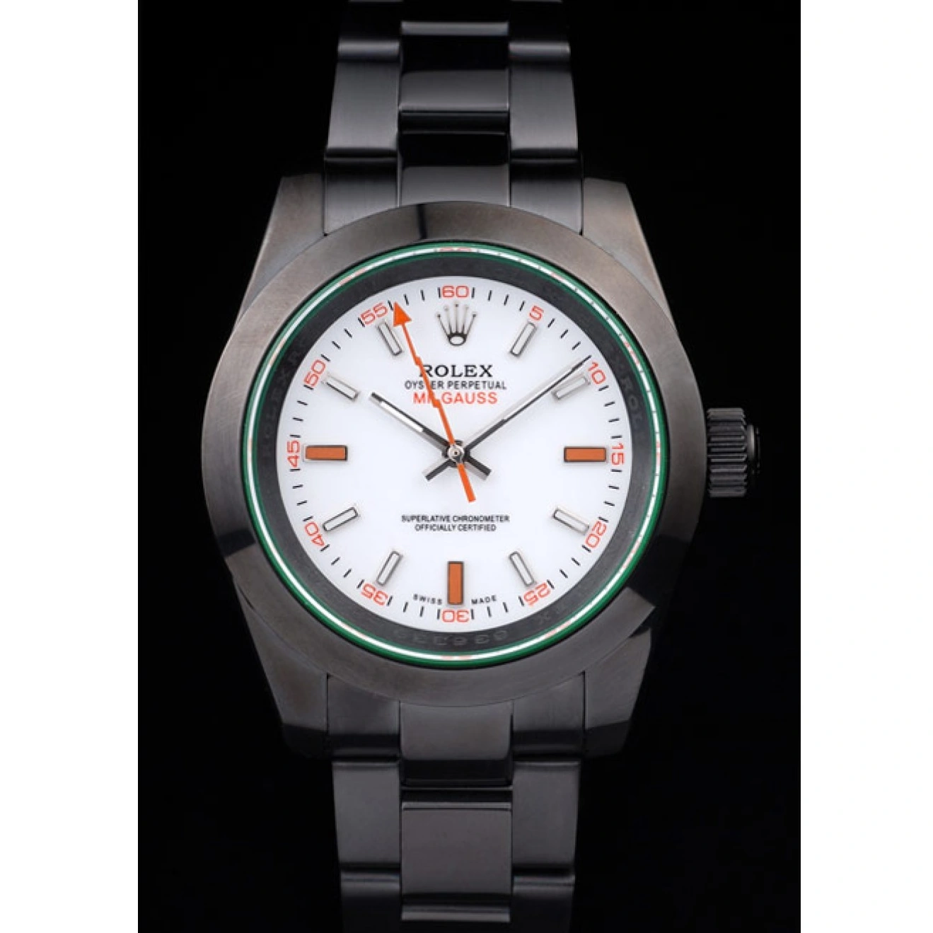 RepTime Watches 0213 Rolex Milgauss Pro-Hunter Tinted Green Saphire White Dial