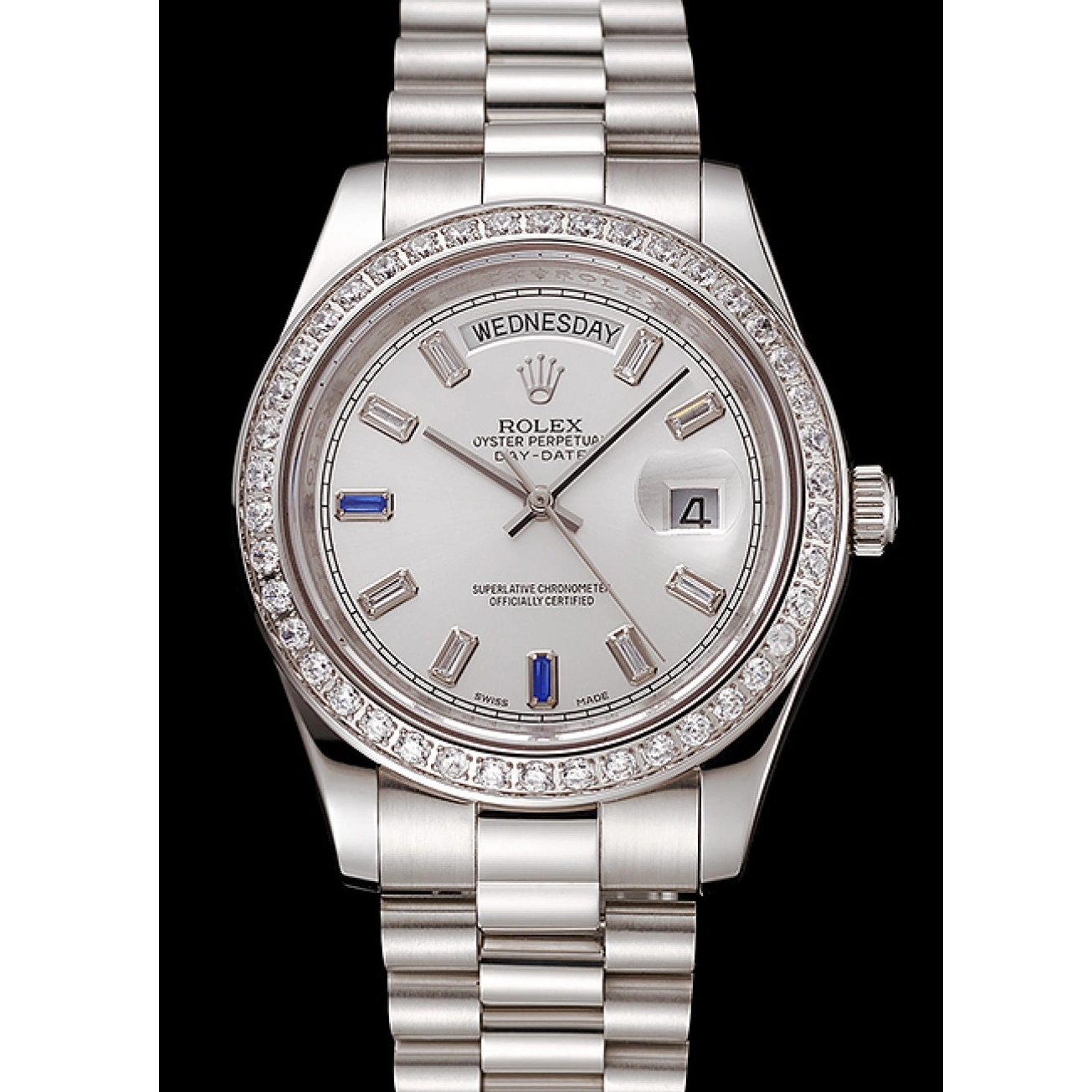 RepTime Watches 0227 Swiss Rolex Day-Date Diamonds Bezel Staineless Steel Bracelet 1454109