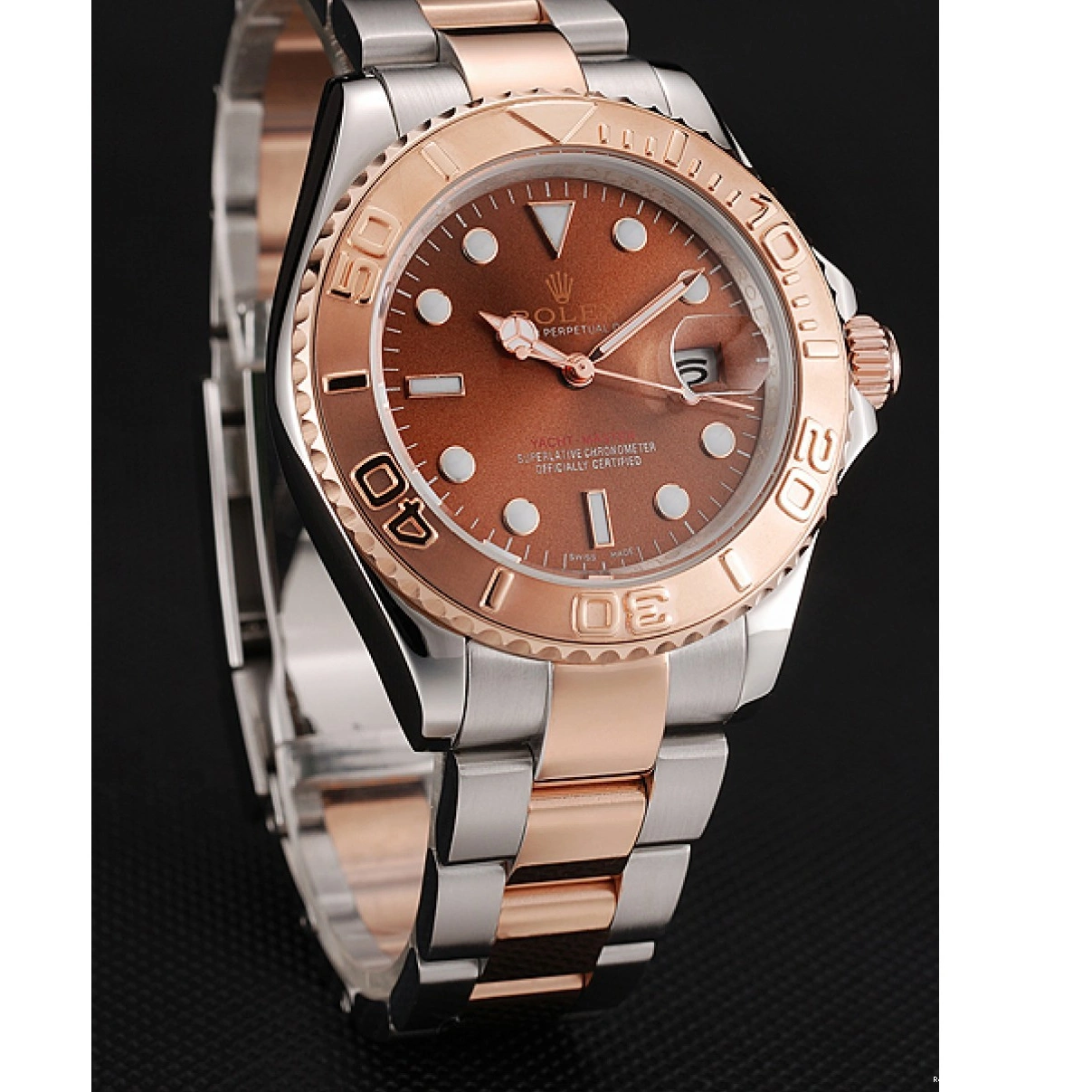 RepTime Watches 0211 Rolex Yacht Master Rose Gold Dial Two Tone Stainless Steel Bracelet 1453864