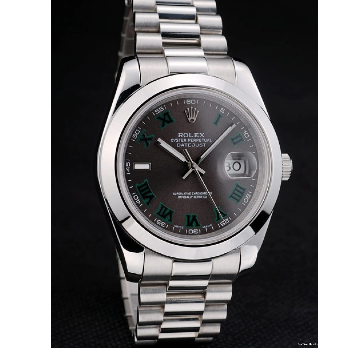 RepTime Watches 0216 Rolex DateJust Grey Dial Stainless Steel Strap 41982