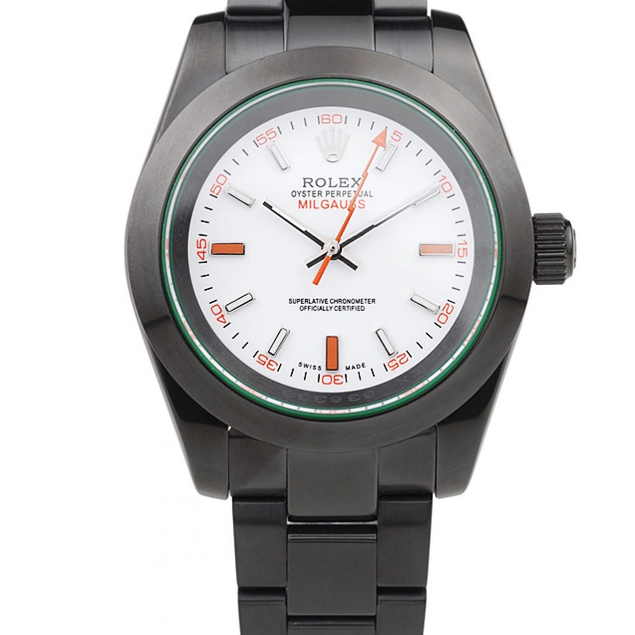 RepTime Watches 0213 Rolex Milgauss Pro-Hunter Tinted Green Saphire White Dial