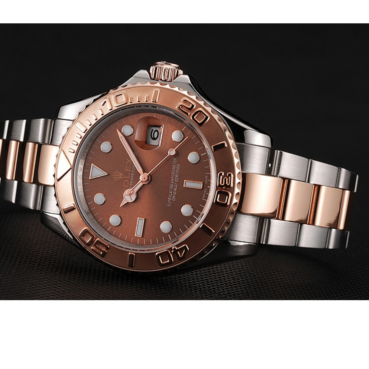 RepTime Watches 0211 Rolex Yacht Master Rose Gold Dial Two Tone Stainless Steel Bracelet 1453864