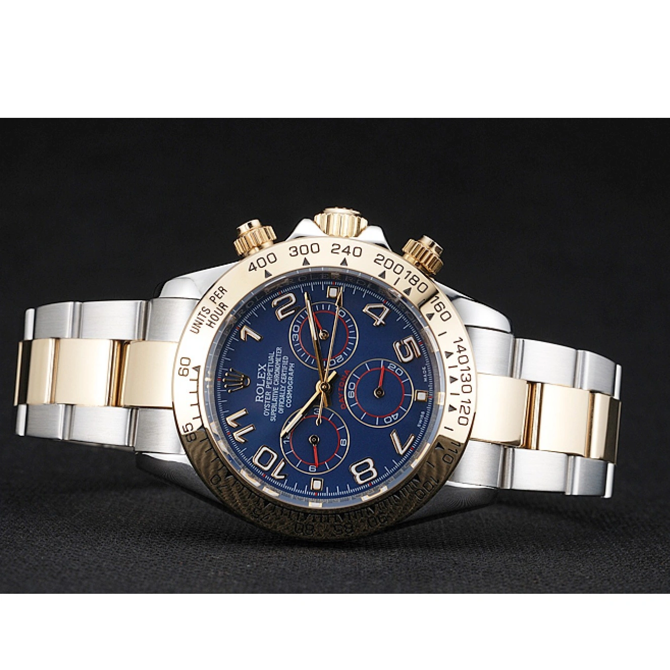 RepTime Watches 0209 Rolex Cosmograph Daytona Blue Dial Two Tone Stainless Steel Bracelet 1454246