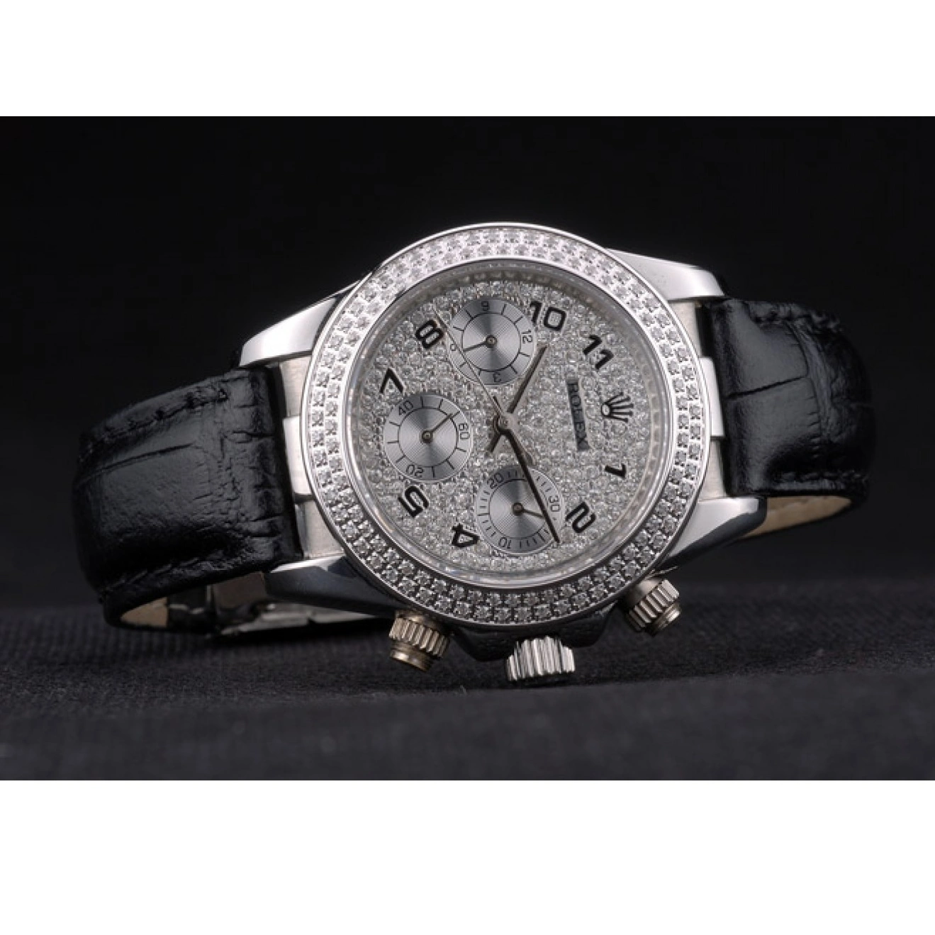 RepTime Watches 0224 Rolex Daytona Lady Stainless Steel Case Crystal Studded Bezel Crystal Studded Dial