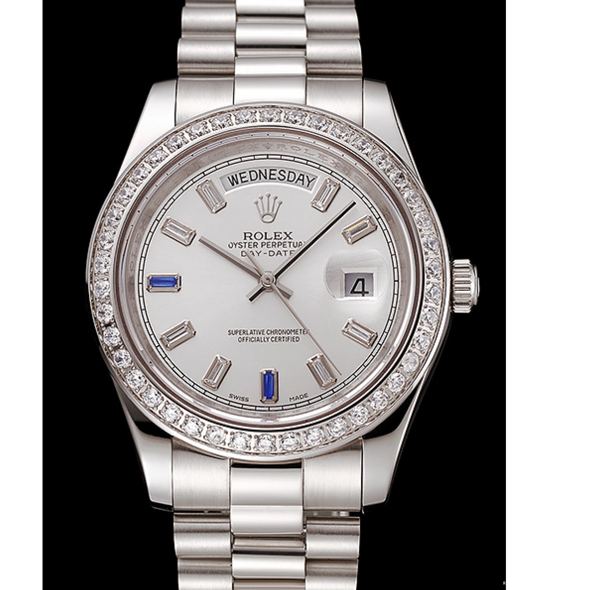 RepTime Watches 0215 Swiss Rolex Day-Date Diamonds Bezel Staineless Steel Bracelet 1454109