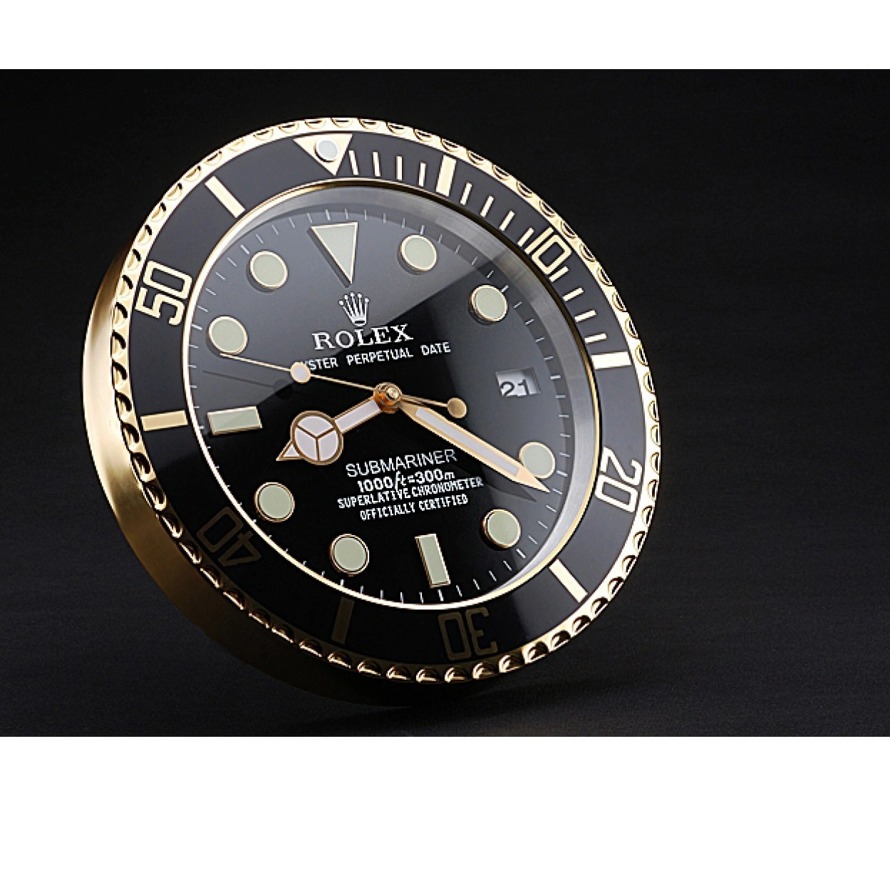 RepTime Watches 0219 Rolex Submariner Wall Clock Black-Gold 622476