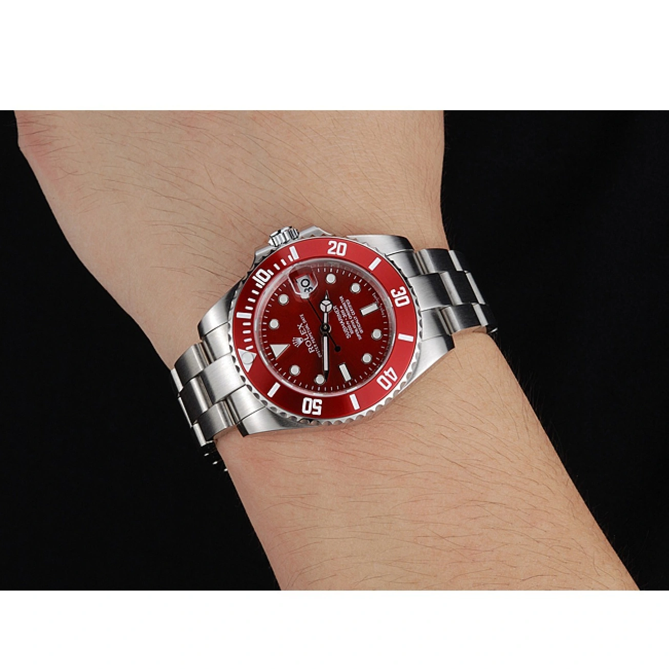 RepTime Watches 0221 Rolex Submariner Red Dial Stainless Steel Bracelet 1454154