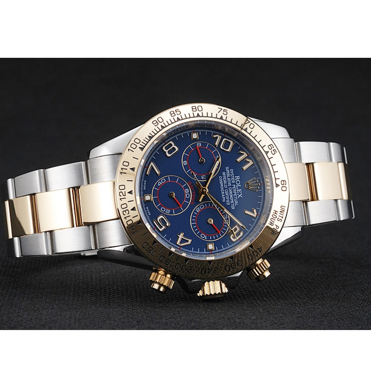 RepTime Watches 0215 Rolex Cosmograph Daytona Blue Dial Two Tone Stainless Steel Bracelet 1454246