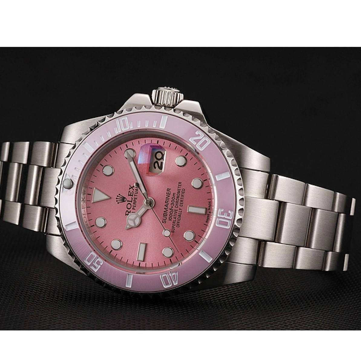 RepTime Watches 0225 Swiss Rolex Submariner Pink Dial Pink Bezel Stainless Steel Bracelet 1453980