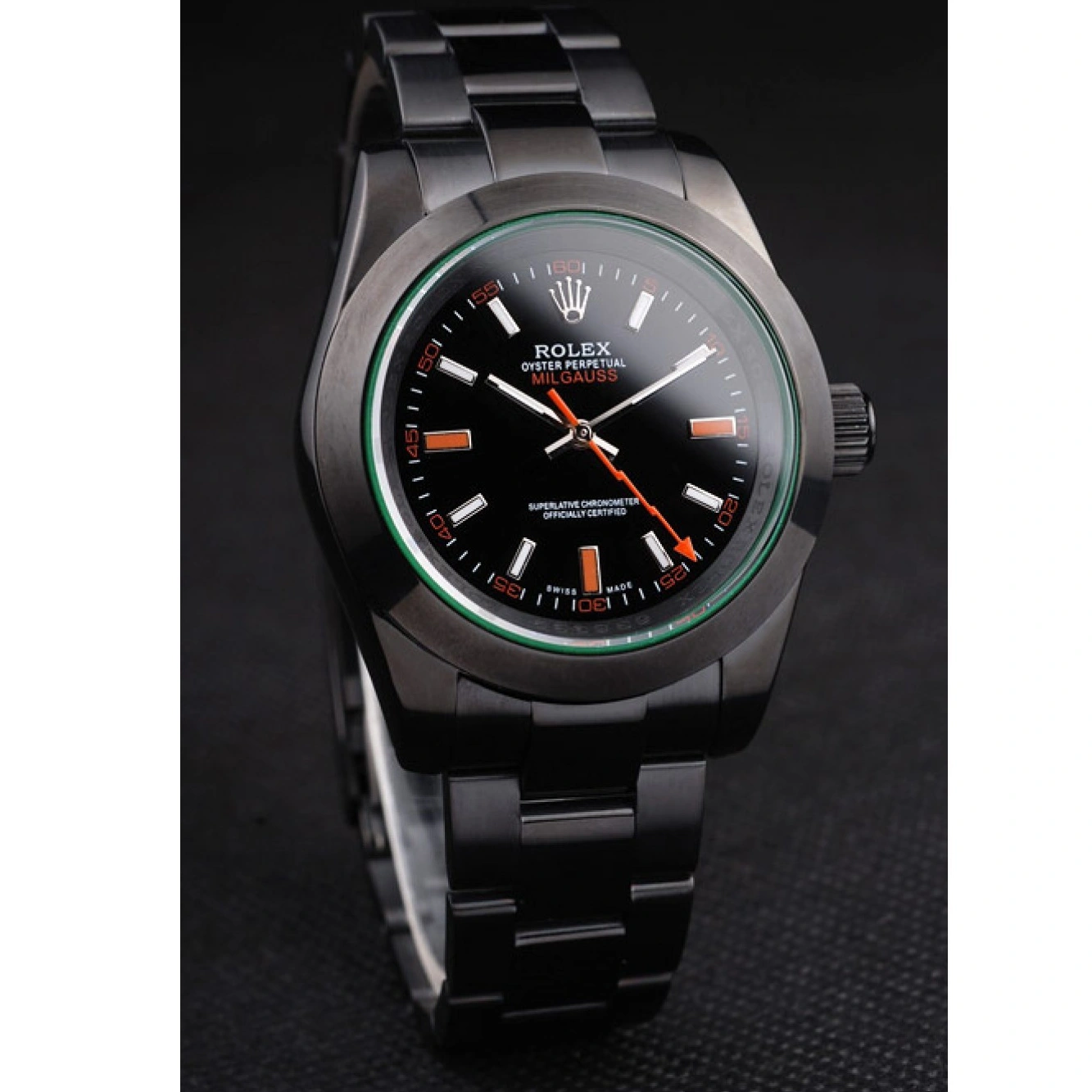 RepTime Watches 0219 Rolex Milgauss Pro-Hunter Tinted Green Saphire Black Dial