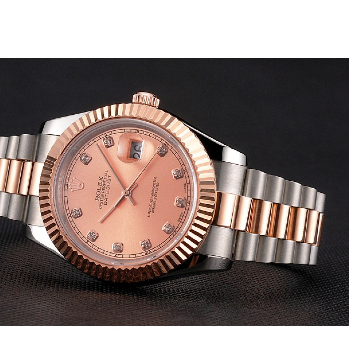 RepTime Watches 0223 Swiss Rolex Datejust Rose Gold Dial And Bezel Stainless Steel Case Two Tone Bracelet