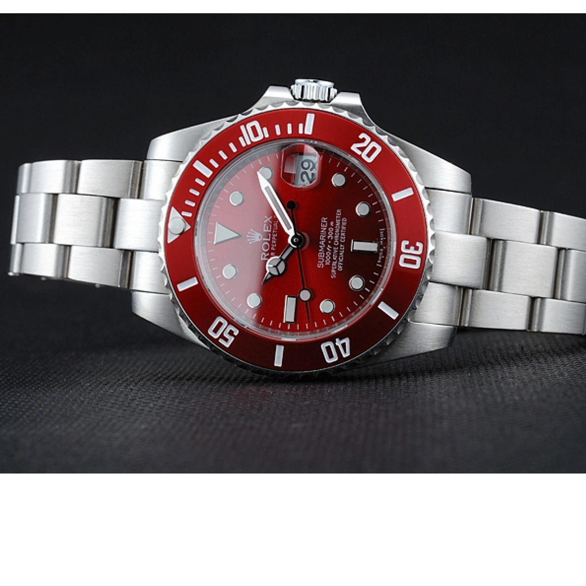 RepTime Watches 0221 Rolex Submariner Red Dial Stainless Steel Bracelet 1454154