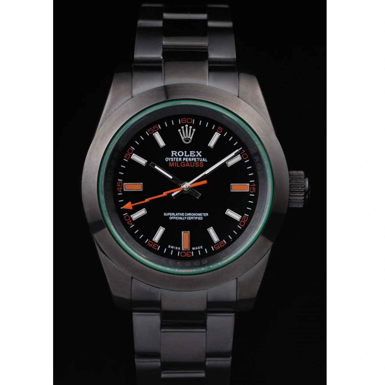 RepTime Watches 0219 Rolex Milgauss Pro-Hunter Tinted Green Saphire Black Dial