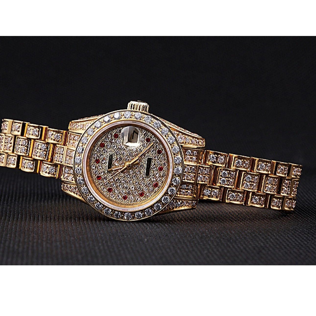 RepTime Watches 0228 Swiss Rolex DateJust Diamond Dial Gold 622024