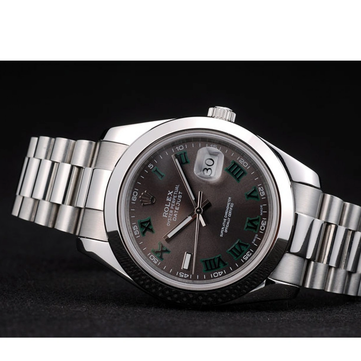 RepTime Watches 0225 Rolex Swiss DateJust Polished Stainless Steel Bezel Grey Dial 42000