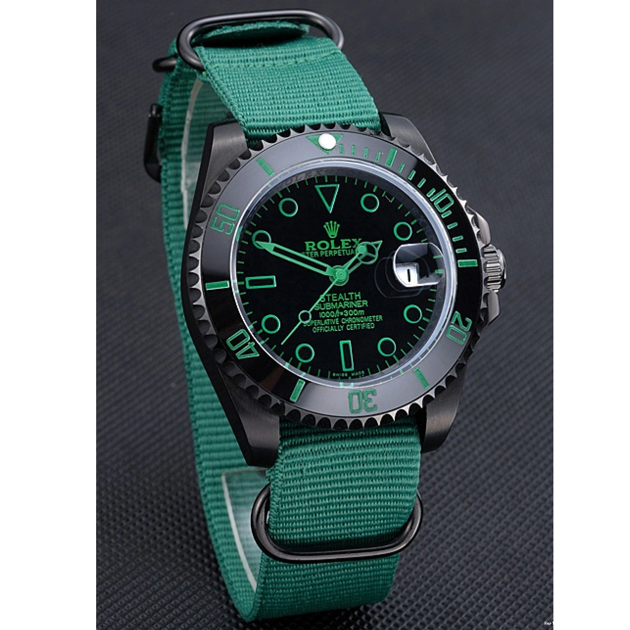 RepTime Watches 0226 Rolex Stealth Submariner Green Nylon Strap 622009