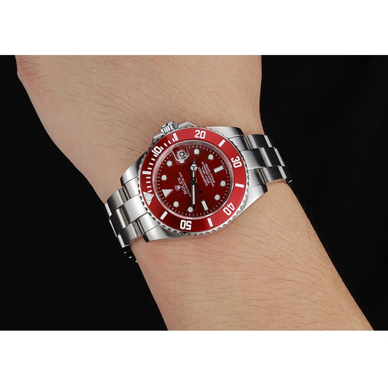 RepTime Watches 0224 Rolex Submariner Red Dial Stainless Steel Bracelet 1454154