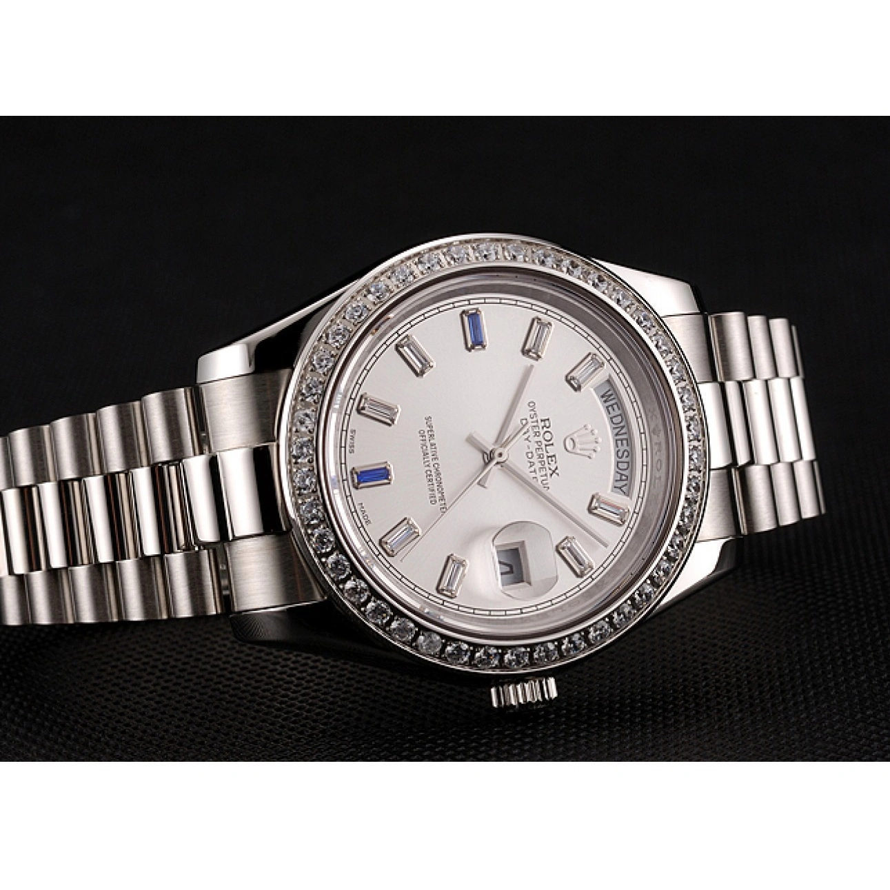 RepTime Watches 0215 Swiss Rolex Day-Date Diamonds Bezel Staineless Steel Bracelet 1454109