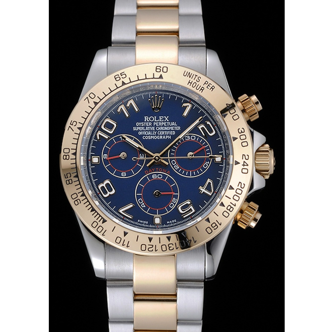 RepTime Watches 0215 Rolex Cosmograph Daytona Blue Dial Two Tone Stainless Steel Bracelet 1454246