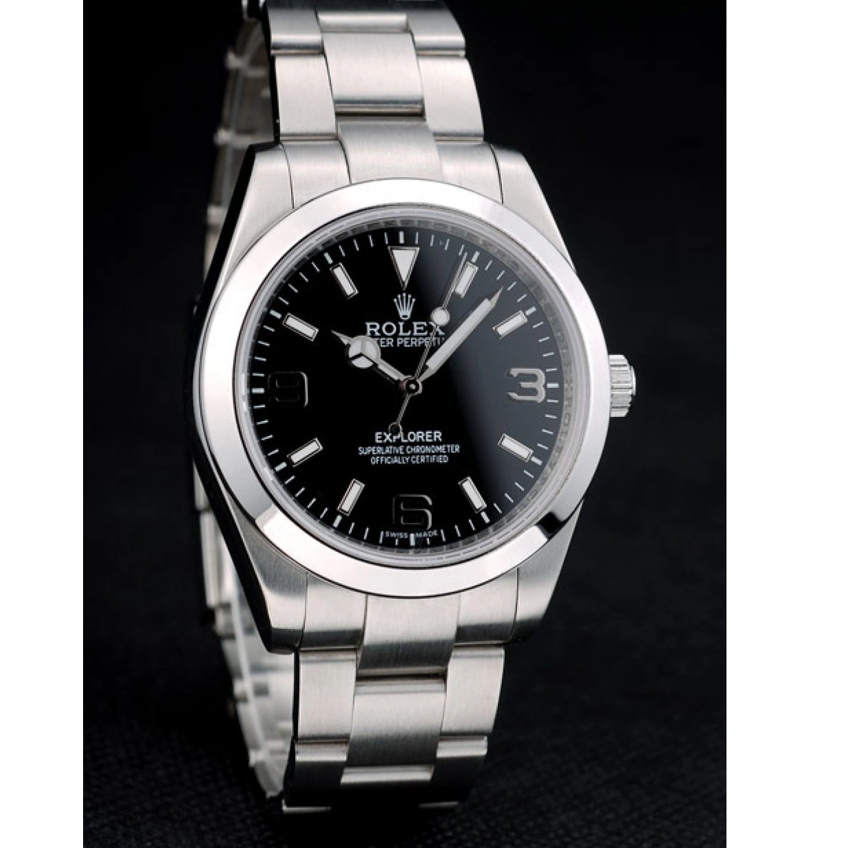 RepTime Watches 0221 Rolex Explorer Stainless Steel Bezel Black Dial 41984