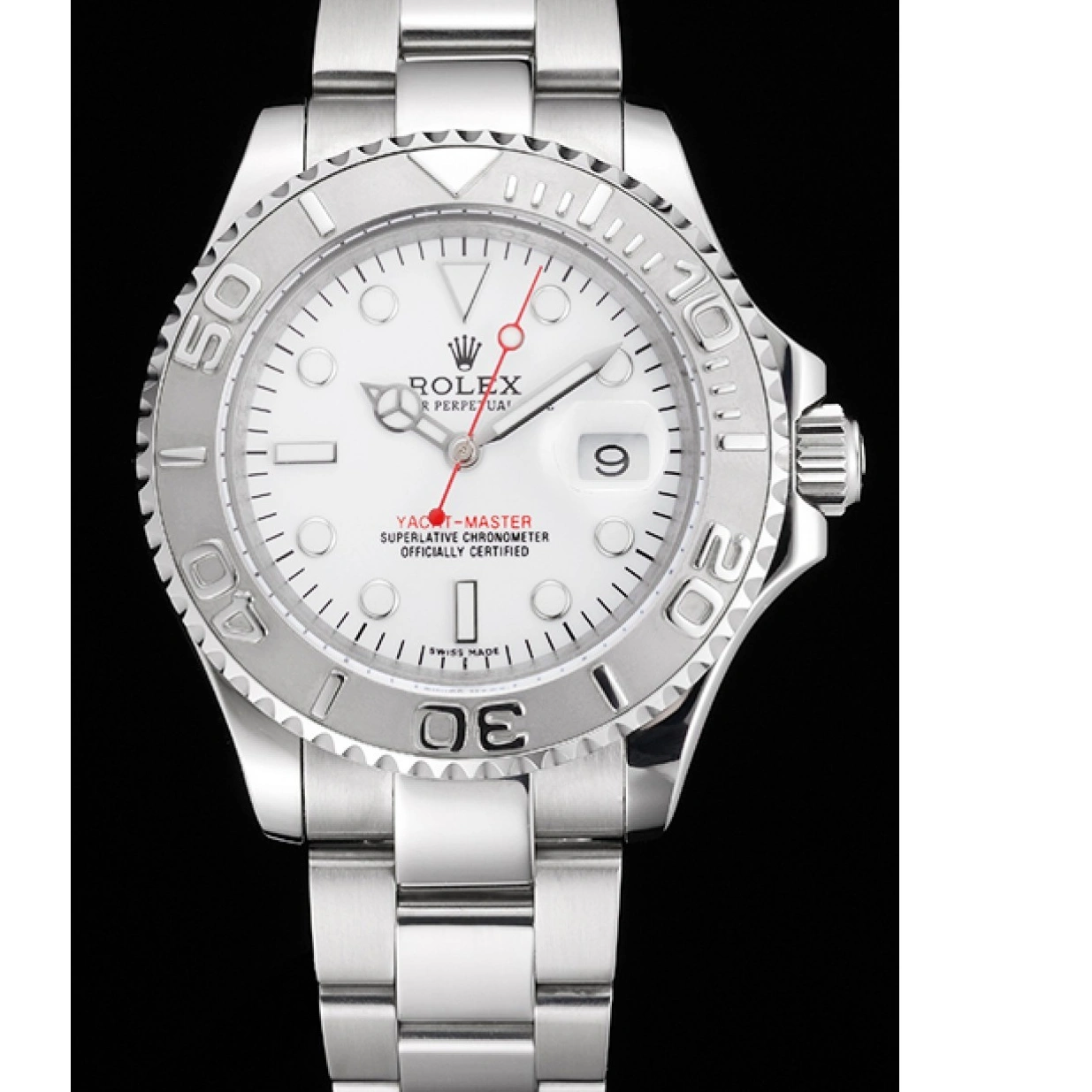 RepTime Watches 0219 Swiss Rolex Yacht-Master White Dial Staniless Steel Case And Bracelet