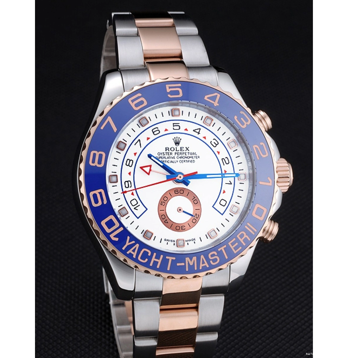 RepTime Watches 0307 Rolex Yacht-Master II White Dial Blue Bezel Stainless Steel and Rose Gold Bracelet 622270