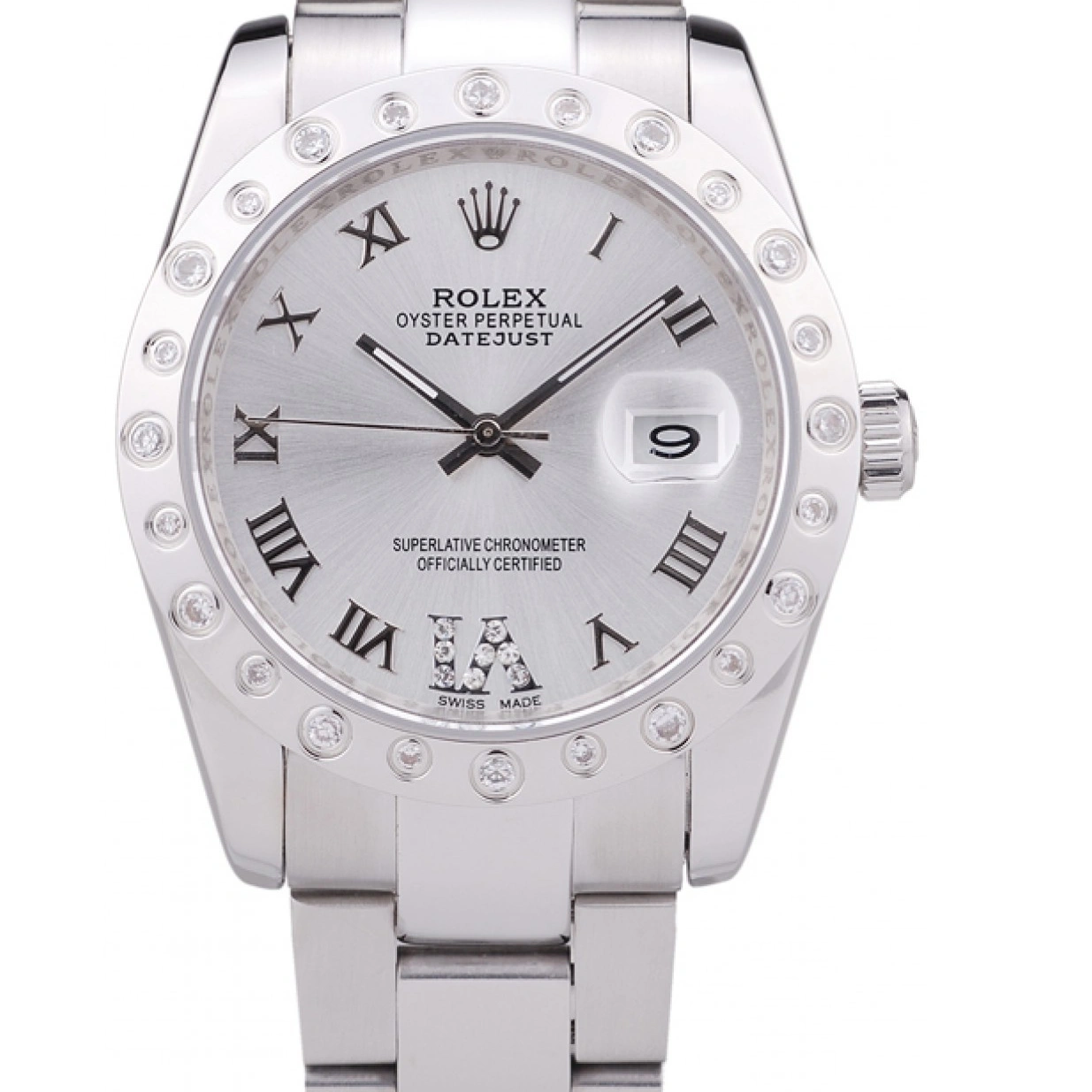 0308 Rolex Datejust Diamond Bezel Silver Dial 7468