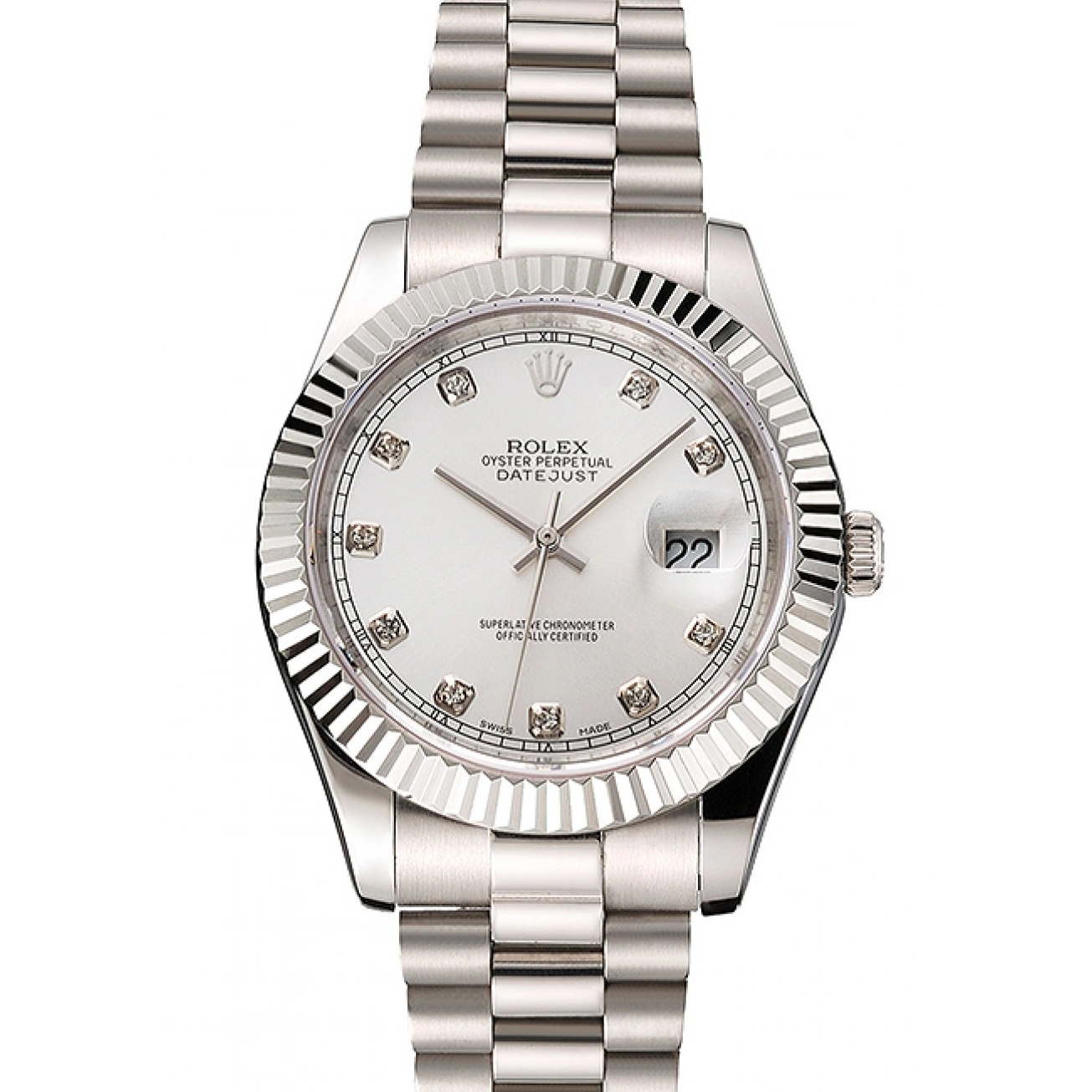 0311 Swiss Rolex Datejust Silver Dial Stainless Steel Case And Bracelet